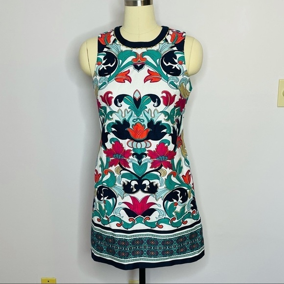 Laundry by Shelli Segal Printed Beaded Neck Dress- Size 6 - Picture 2 of 9